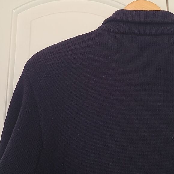 Nordstrom Tailored Wool Knit Crested Cardigan Sweater Navy Blue Size L - Picture 10 of 13